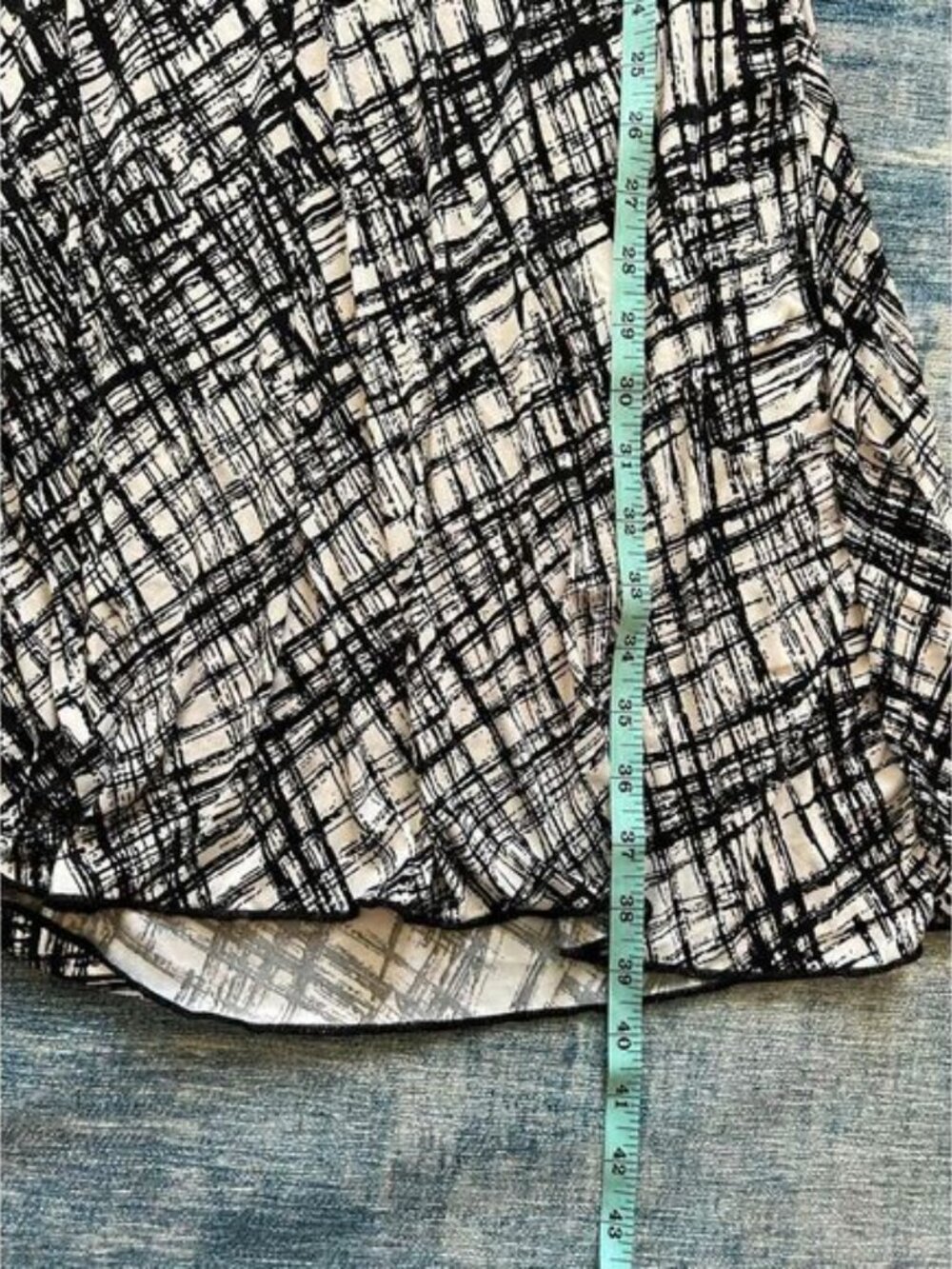 Black White Cross Hatch Print Sun Dress XL - Picture 11 of 11